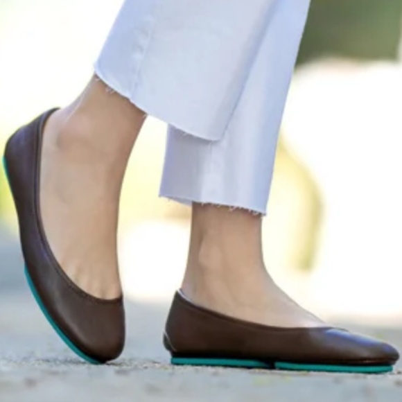 TIEKS CHOCOLATE BROWN BALLET FLATS - Picture 1 of 15